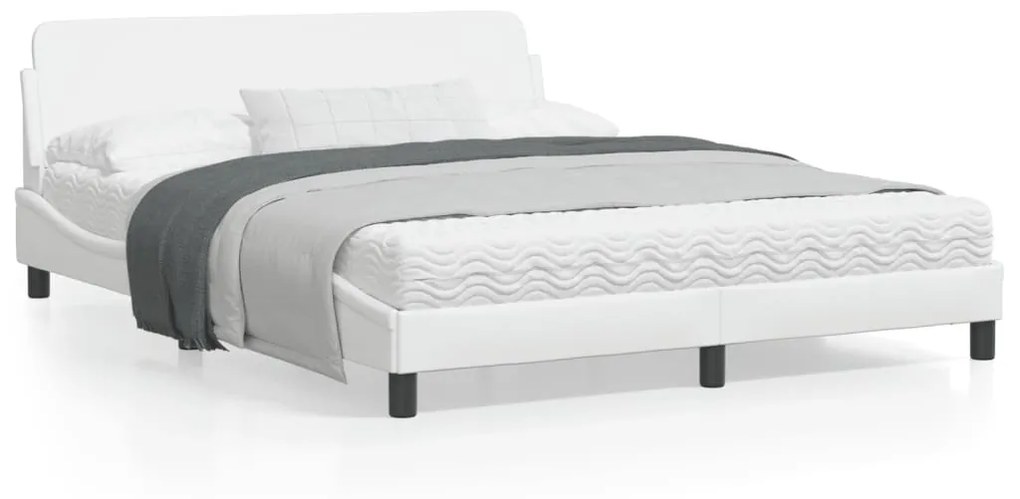 vidaXL Estrutura cama c/ cabeceira 160x200 cm couro artificial branco