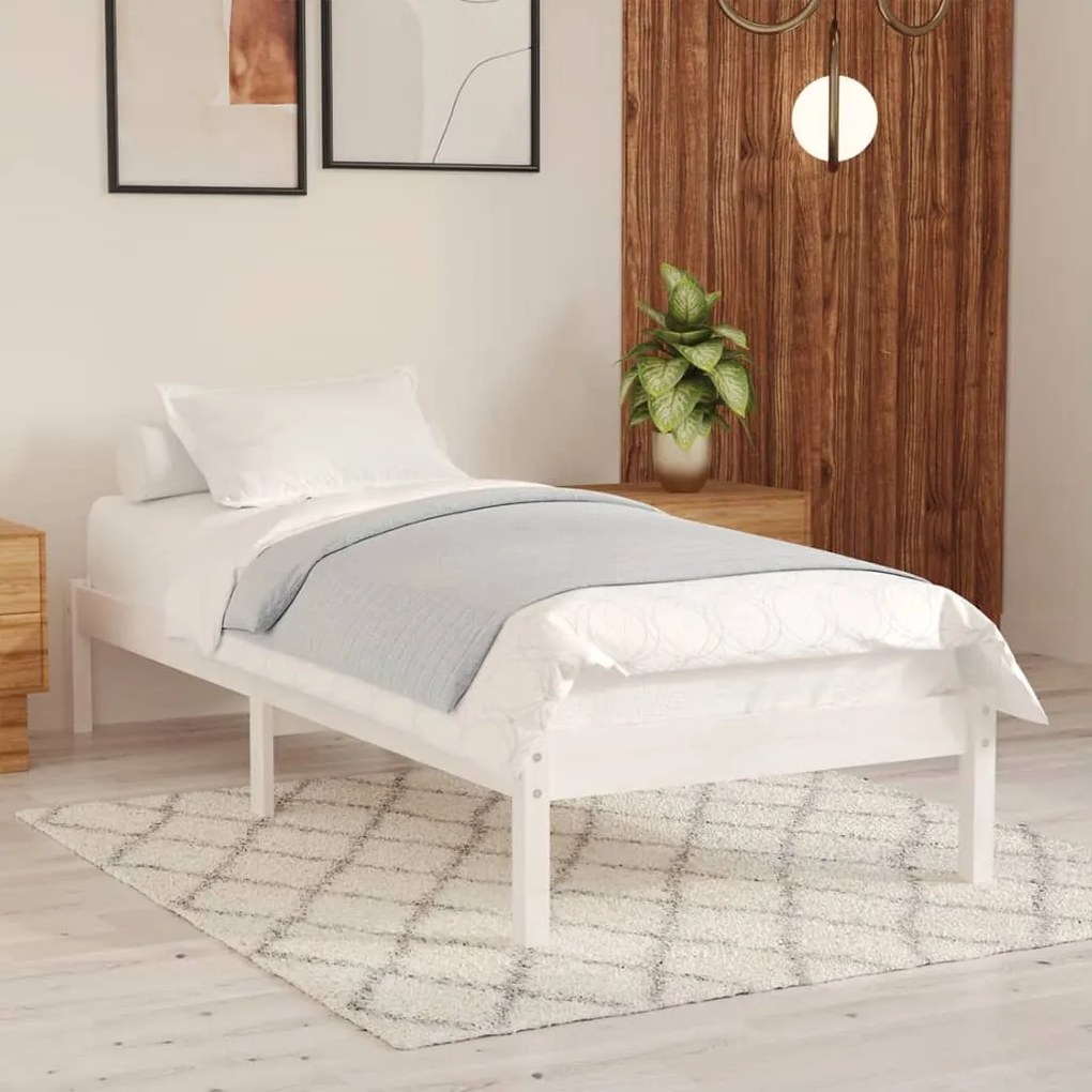 Estrutura cama pequena solteiro 75x190 cm madeira maciça branco