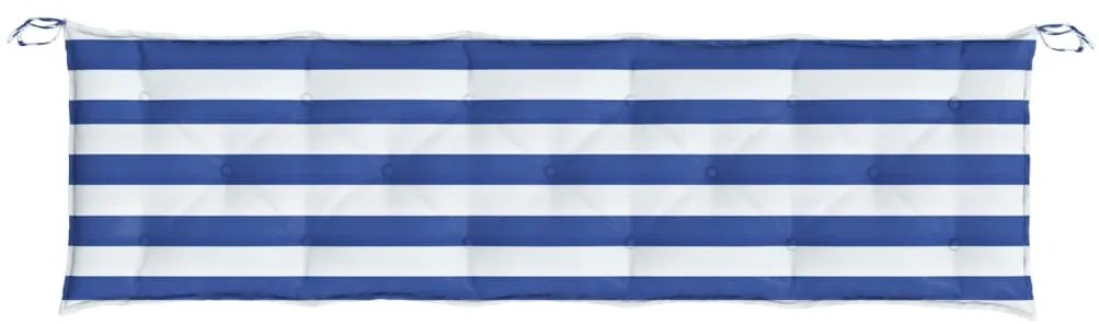 Almofadão p/ banco jardim 180x50x7 cm tecido oxford azul/branco