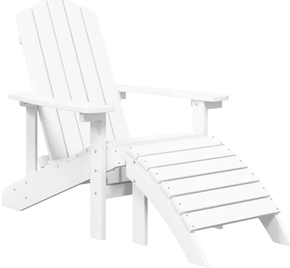 Cadeira de jardim Adirondack com apoio de pés/mesa PEAD branco