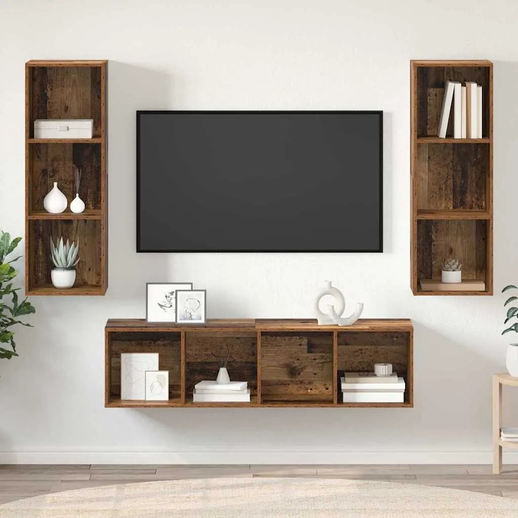 Conjunto de Estantes para TV 3 pcs Madeira antiga