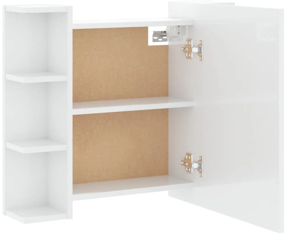 Armário espelhado com LED 70x16,5x60 cm branco brilhante