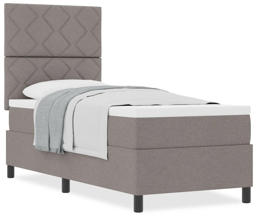Cama Box Spring com Colchão Taupe 80x200 cm Tecido