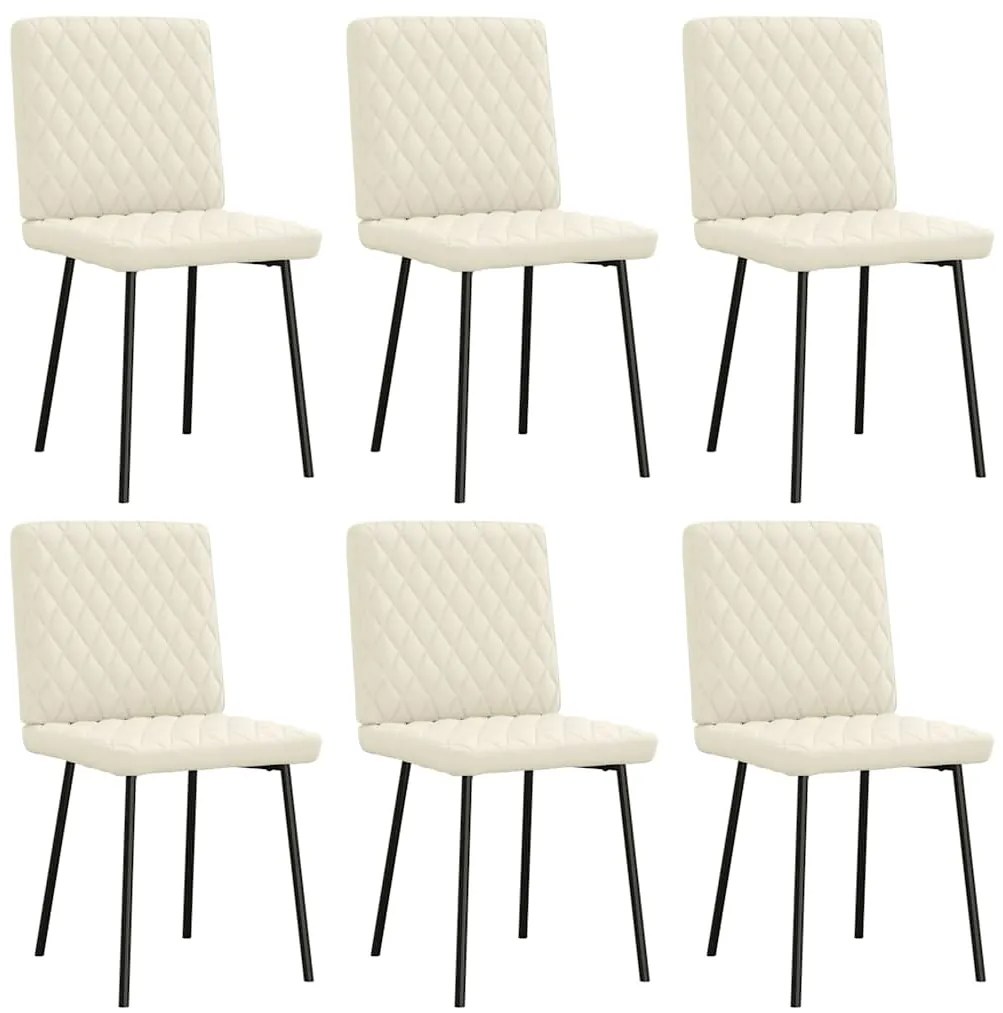 Cadeiras de jantar 6 pcs veludo cor creme