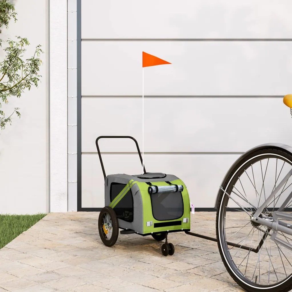 vidaXL Reboque de bicicleta p/ animais tecido oxford/ferro verde/preto
