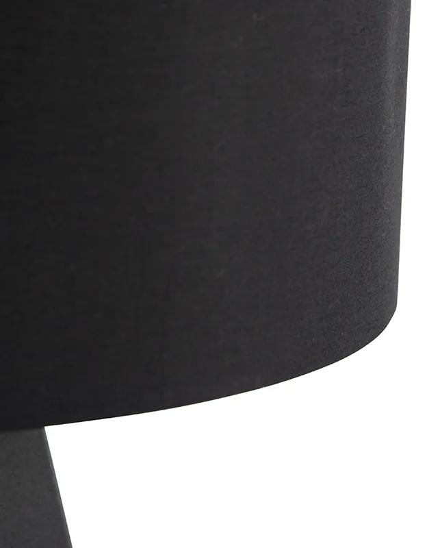 Candeeiro de pé preto com abajur preto e interior dourado - Ilse Moderno