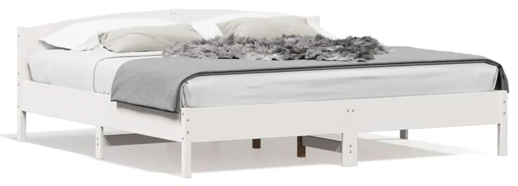 vidaXL Cama sem colchão 200x200 cm madeira de pinho maciça branco