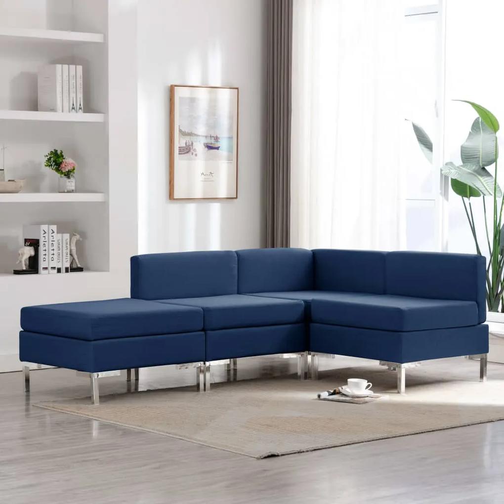 3052733 vidaXL 4 pcs conjunto de sofás tecido azul