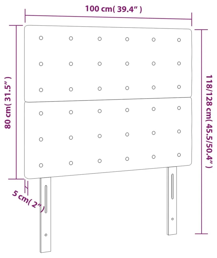 Cabeceira cama c/ LED tecido 100x5x118/128 cm preto