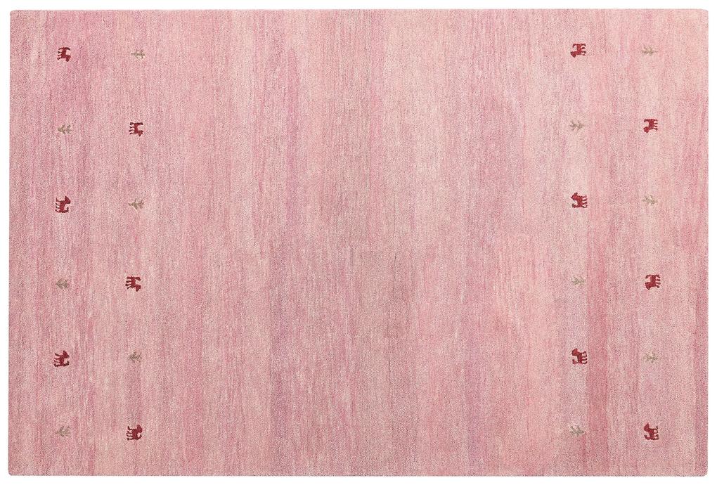 Tapete Gabbeh em lã rosa 200 x 300 cm YULAFI Beliani