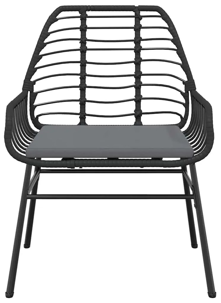 Conjunto de jantar jardim 7 peças almofadas vidro vime PE preto