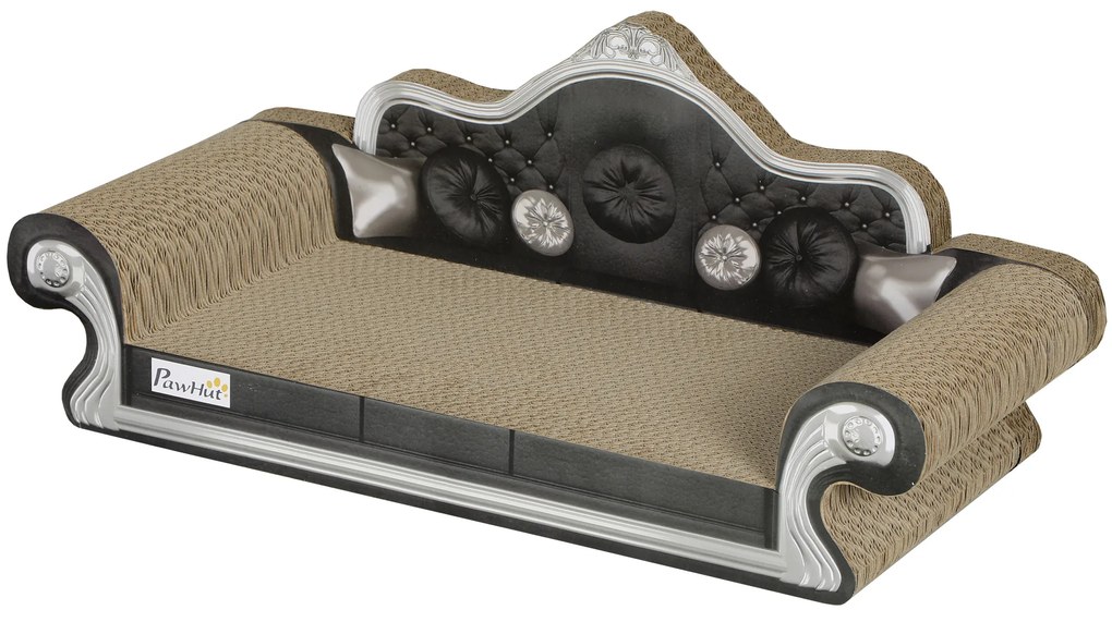 PawHut Sofá Arranhador para Gatos Arranhador para Gatos em Forma de Sofá com Erva para Gatos para Interior 56,5x24x26 cm Marrom