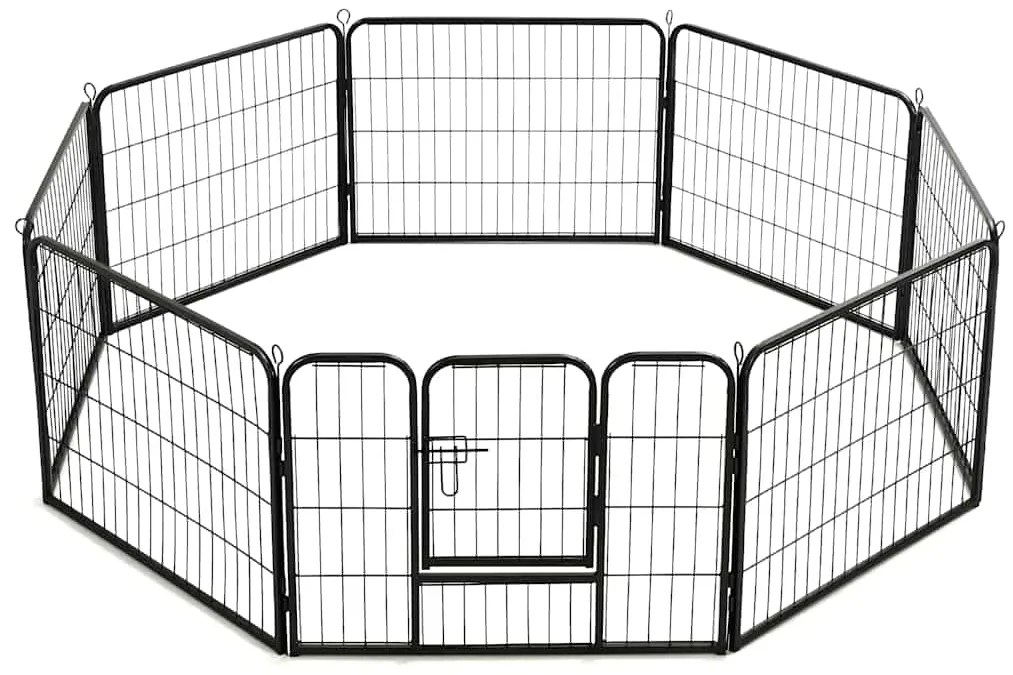 Parque para cães 8 painéis aço 60x80 cm preto