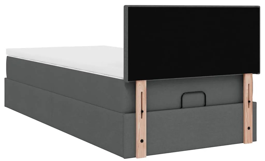 Cama otomana com colchão 90x200 cm tecido cinzento escuro