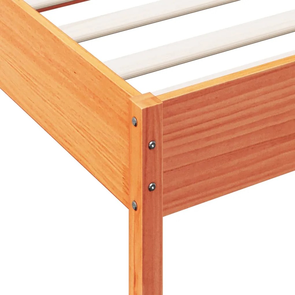 Estrutura de cama 90x190 cm madeira pinho maciça castanho cera