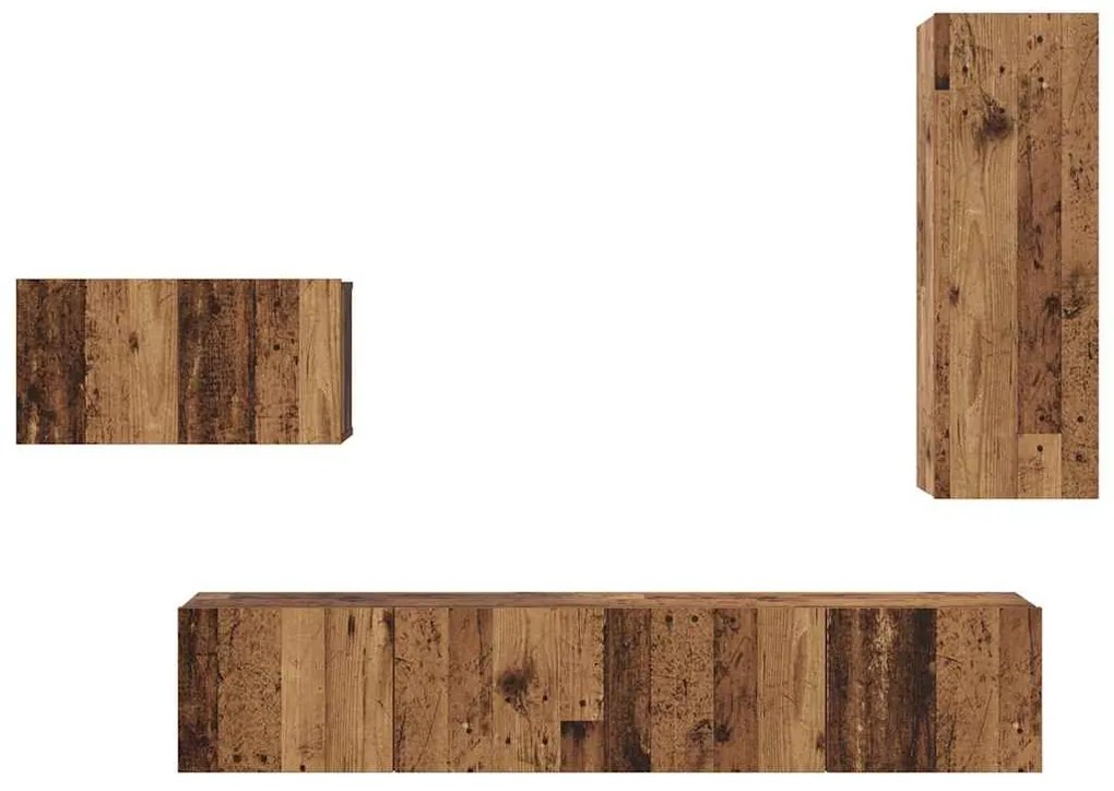 Conjunto de móvel de TV 4 pcs Madeira antiga 30.5 x 30 x 90 cm