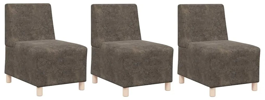 Cadeira Sofa 3 pcs Cinza Escuro 55 cm Couro camurça sintético