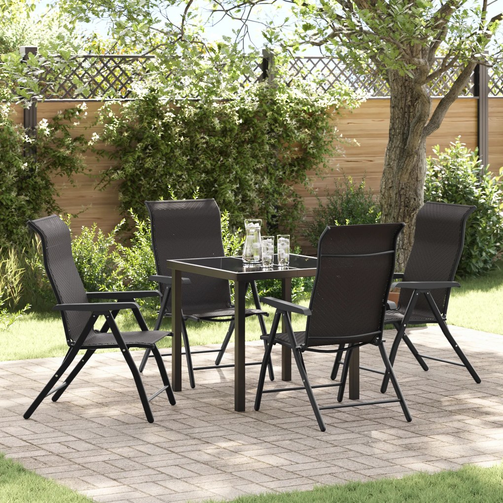 vidaXL Conjunto de Jantar de Jardim 5 Peças Preto Rattan Sintético