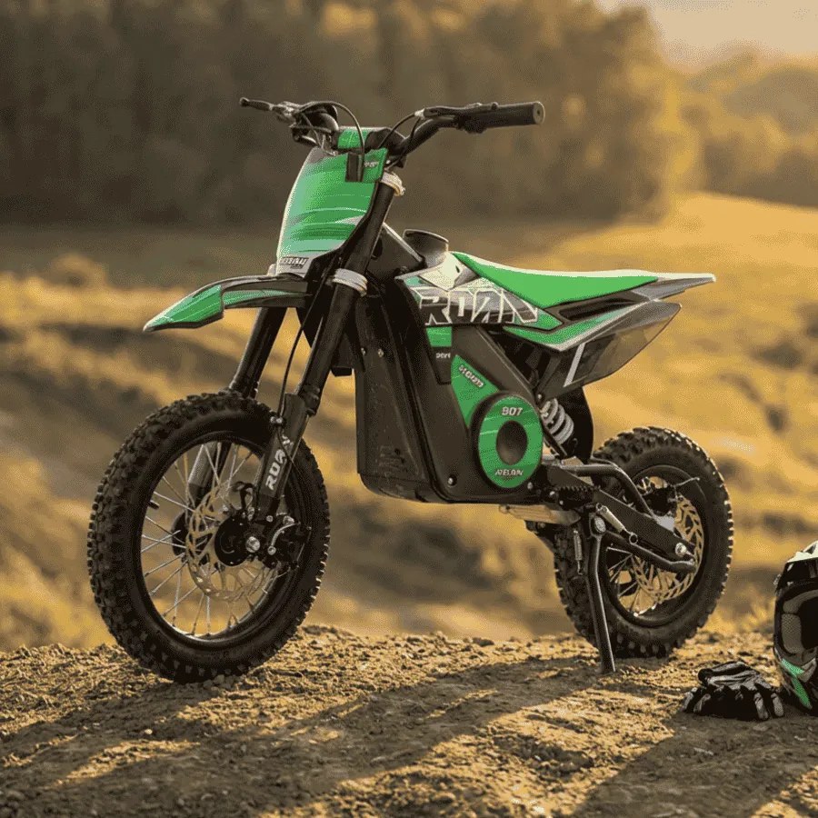Mini moto elétrica para crianças velocidade até 28 km/h C/Limitador 1100W Roan 907 36V 12/10" Verde