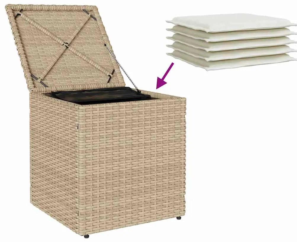 Bancos de jardim com almofadas 2 unid 40x40x43 cm vime PE bege