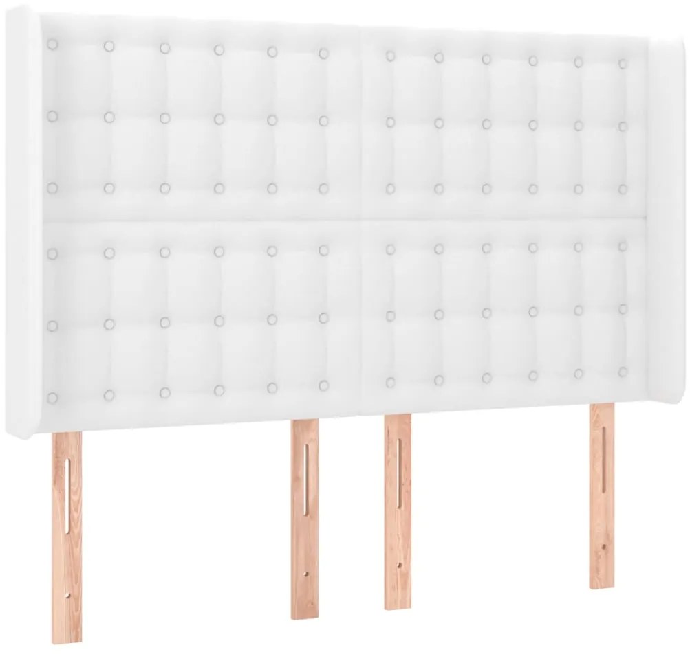 Cama box spring c/colchão/LED 140x190cm couro artificial branco
