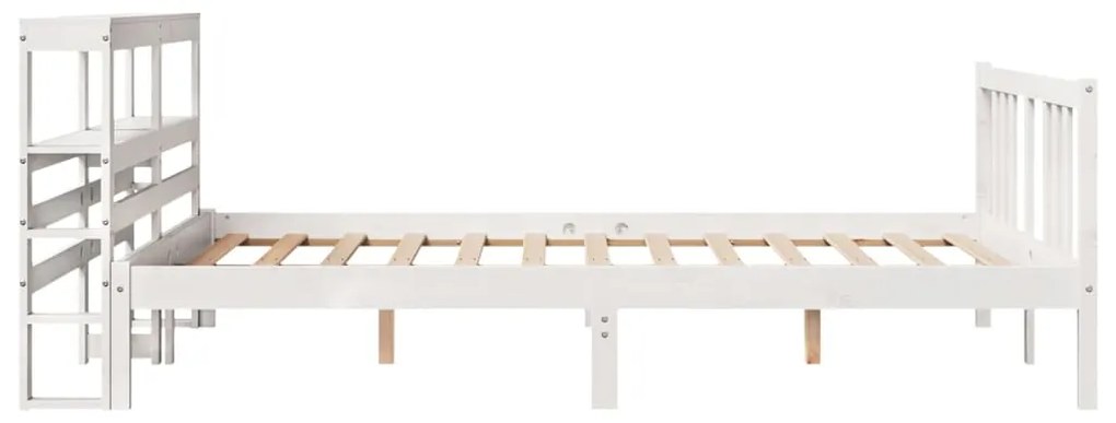 Estrutura de cama com cabeceira 160x200 cm pinho maciço branco