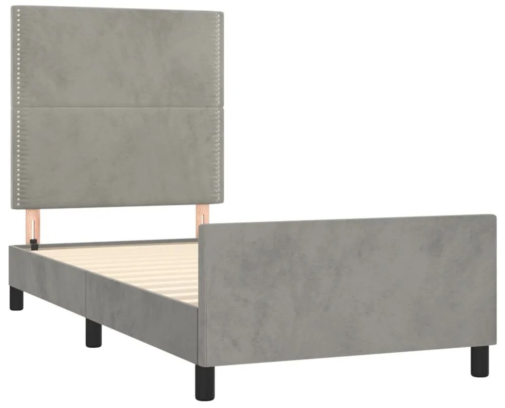 Estrutura de cama sem colchão 100x200 cm veludo cinzento-claro