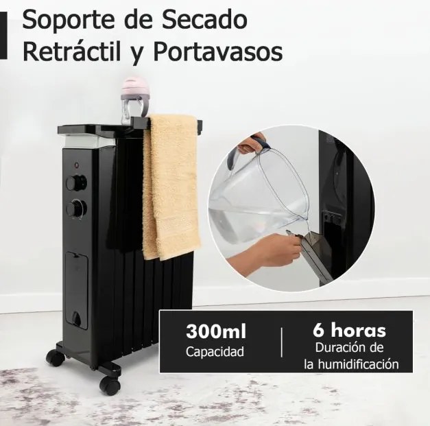 Radiador de Óleo Portátil "ThermaHeat" – 1500W com Termostato e Ajuste