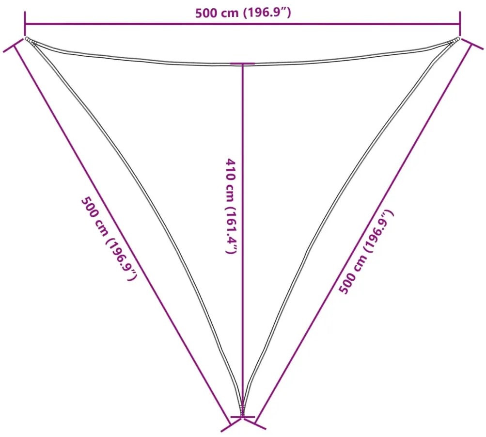 Para-sol estilo vela tecido oxford triangular 5x5x5 m laranja