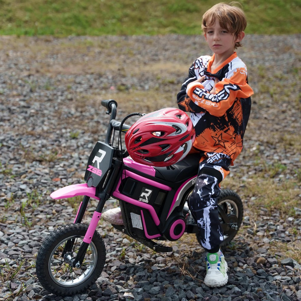Moto Cross Elétrica Infantil 8-12 anos, 119 x 64 x 76,5 cm, 2 Velocidades Reguláveis, Rosa