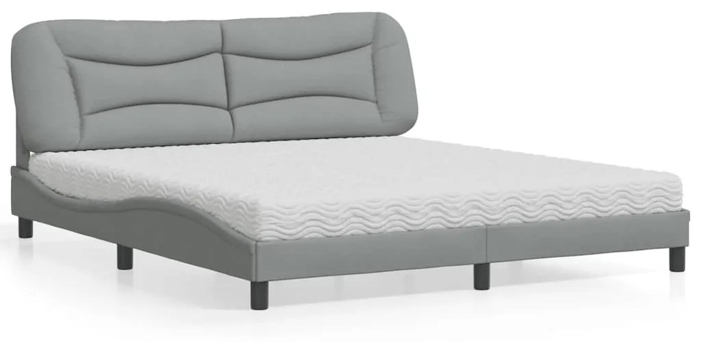 Cama com colchão 180x200 cm tecido cinzento-claro