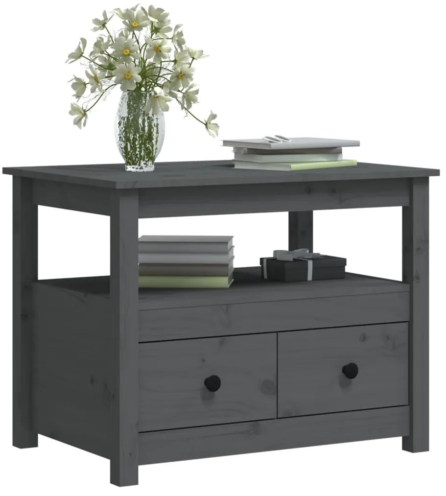 Mesa de centro 71x49x55 cm pinho maciço cinza