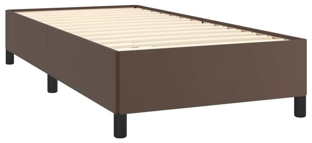 Estrutura de Cama Salu em Couro Artificial Castanho - 90x190 cm - Desi