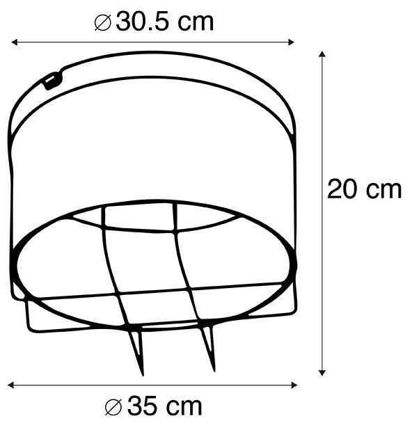 Luminária de teto industrial castanho ferrugem 35 cm - Barril Industrial