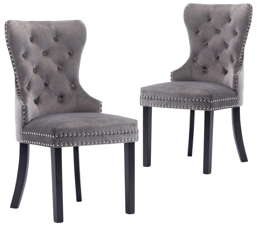 287959 vidaXL Cadeiras de jantar 2 pcs veludo cinzento