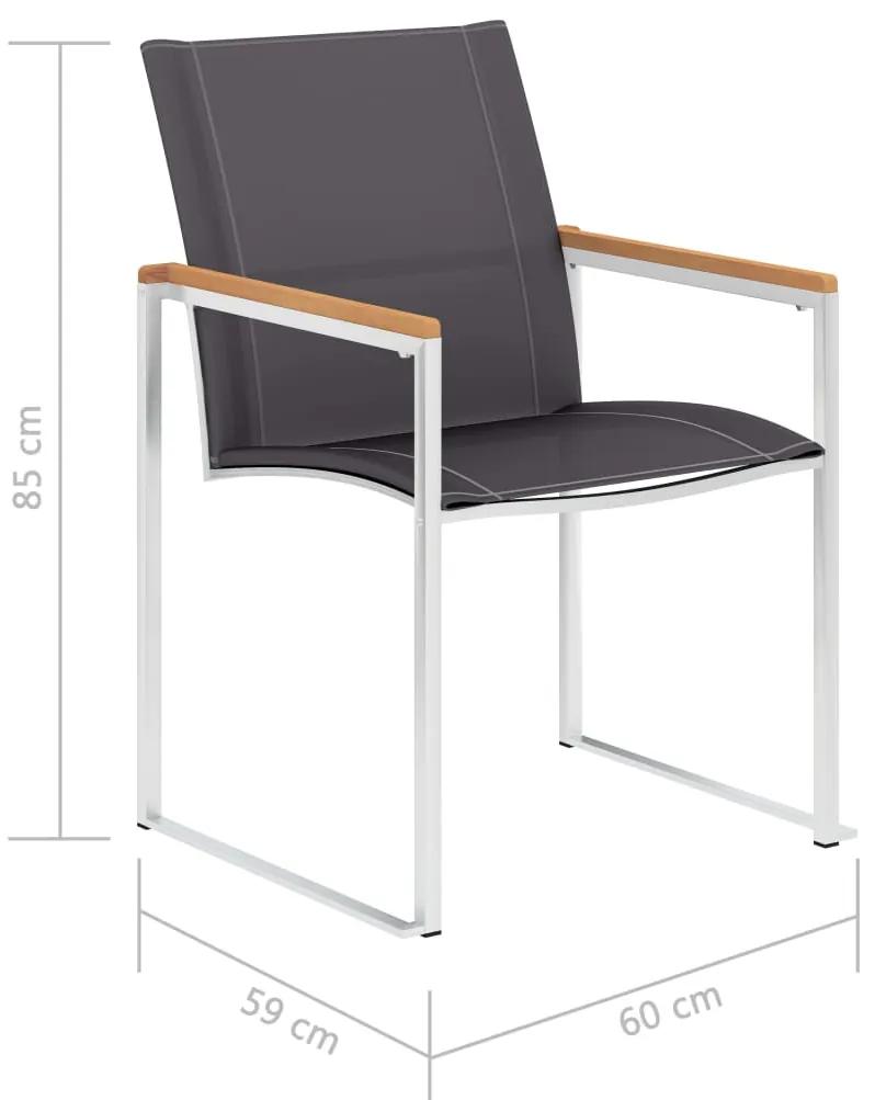 Cadeiras de jardim 4 pcs textilene e aço inoxidável cinzento