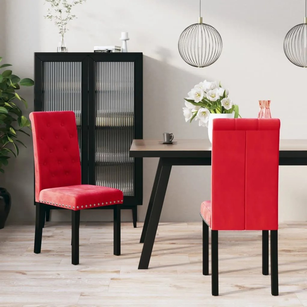 vidaXL Cadeiras de jantar 2 pcs veludo vermelho tinto