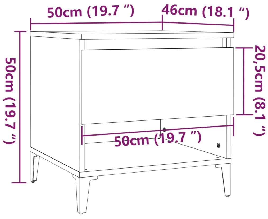 Mesas de apoio 2 pcs 50x46x50 cm deriv. madeira cinzento sonoma
