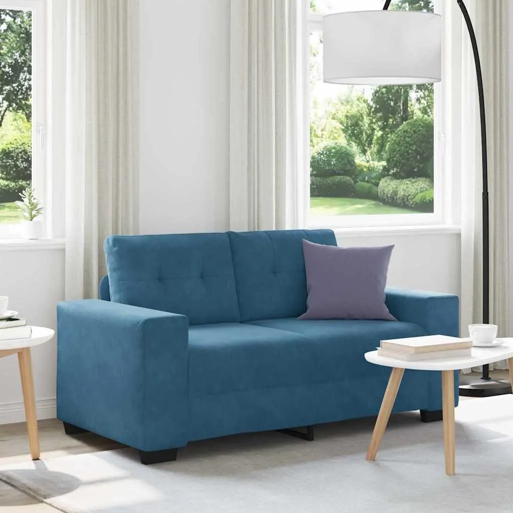 Sofá Loveseat vidaXL Azul 120 cm em Veludo