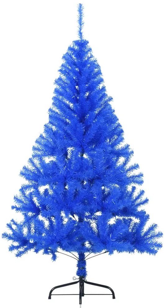 Meia árvore de Natal artificial com suporte 150 cm PVC azul