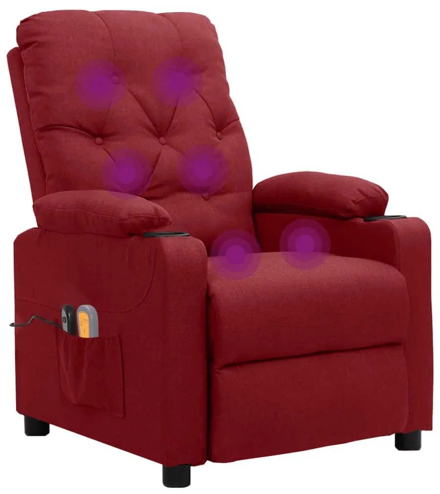 Poltrona de massagens elétrica reclinável tecido vermelho tinto