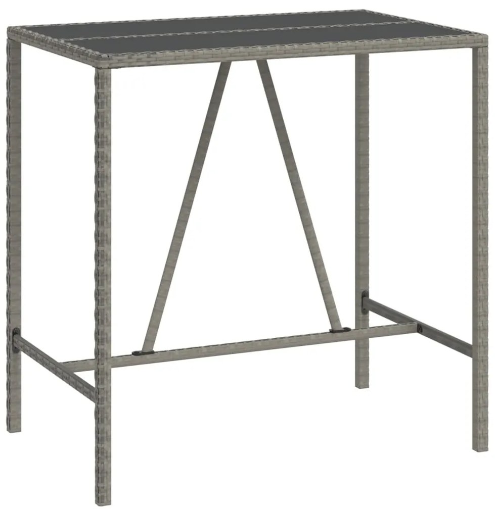 5 pcs conjunto de bar p/ jardim c/ almofadões vime PE cinzento