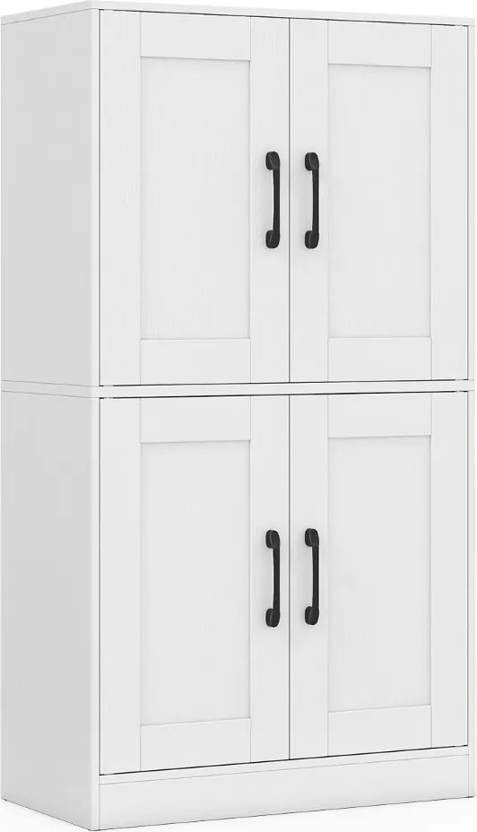 Armário de arrumação 60 x 30 x 110 cm, Despensa de cozinha, casa de banho, sala estar com portas e prateleiras ajustáveis Branco