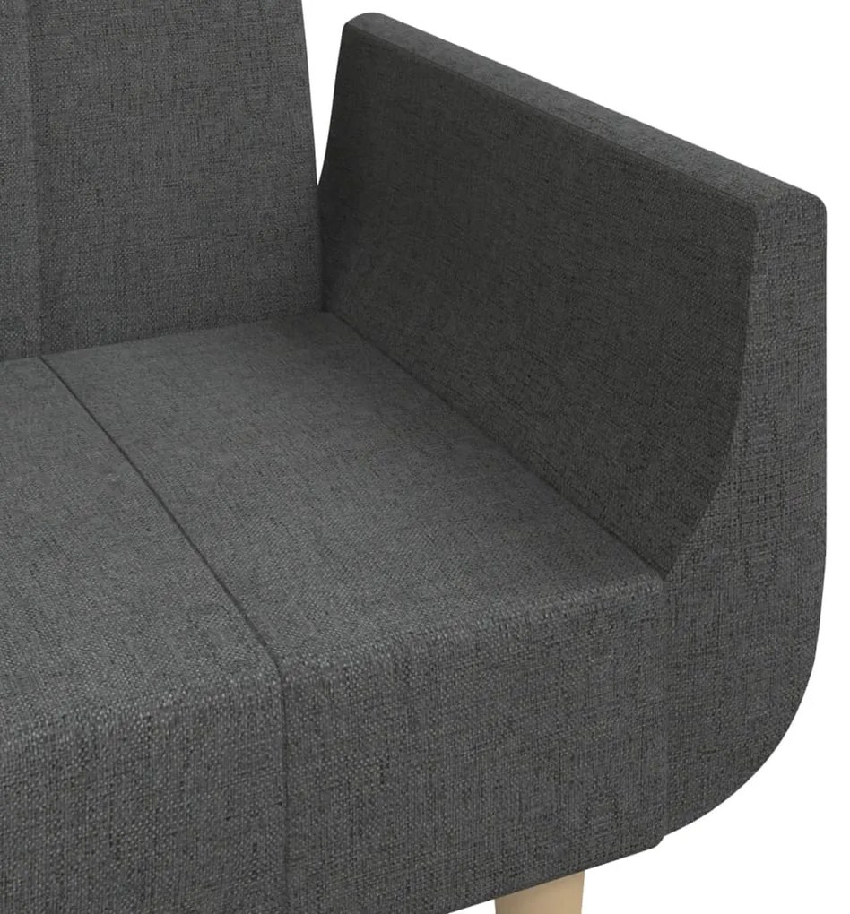 Sofá-cama 2 lugares com duas almofadas tecido cinzento-escuro