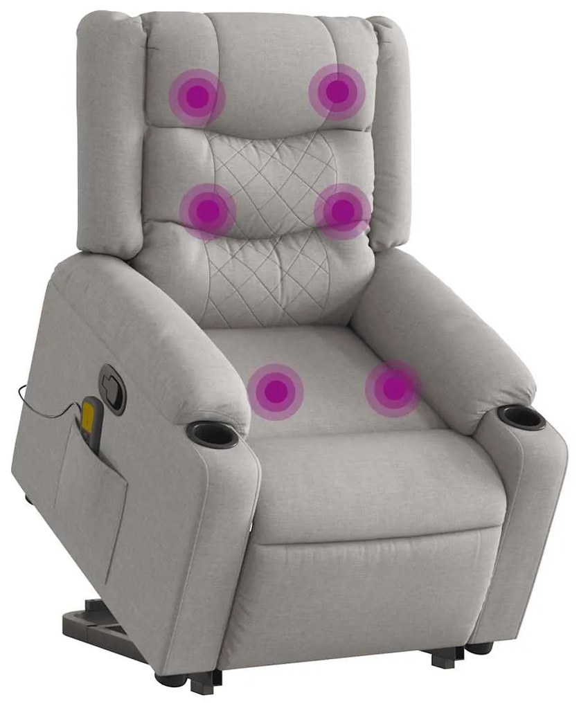 Poltrona elevatória de massagens tecido cinzento-nublado