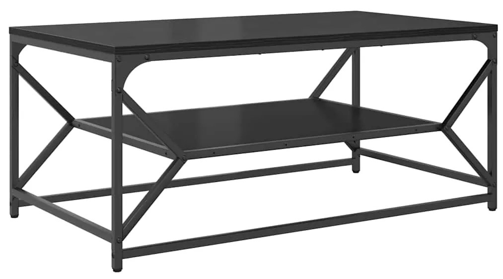 mesa de centro com prateleira Carvalho Preto 90x50x40 cm Madeira Engen