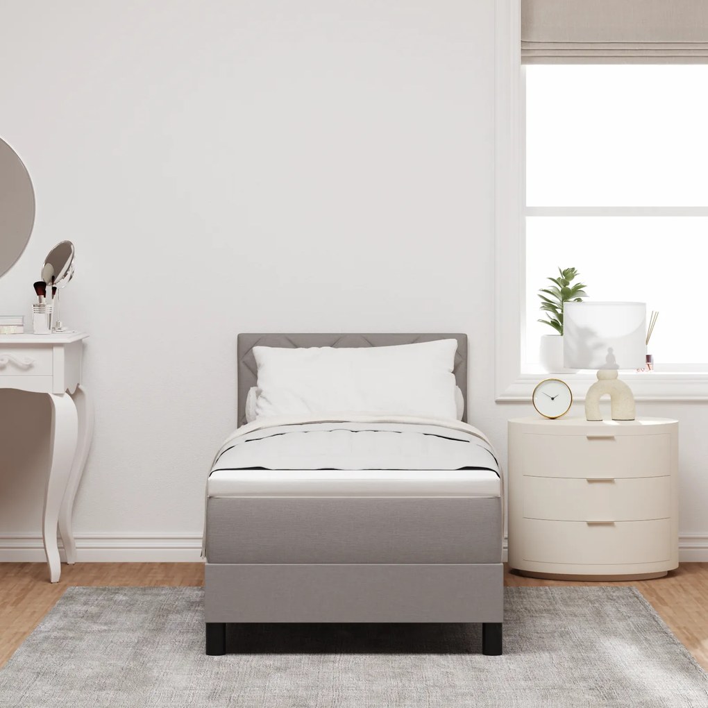 Cama Box Spring com Colchão Taupe 80x200 cm Tecido