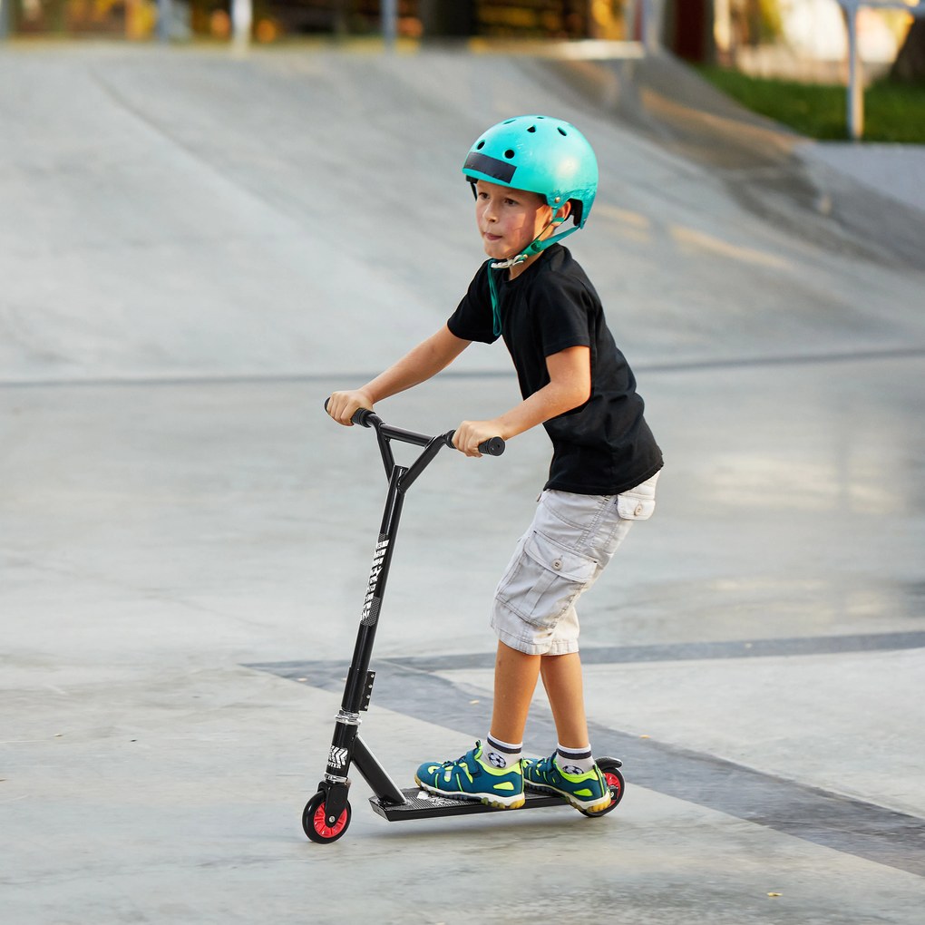 HOMCOM Trotinete Freestyle trotinete para crianças acima de 8 anos com rotação 360º de alumínio guidão antiderrapante e rodas com freio Carga 100kg 68,5x49x78,5 cm Preto