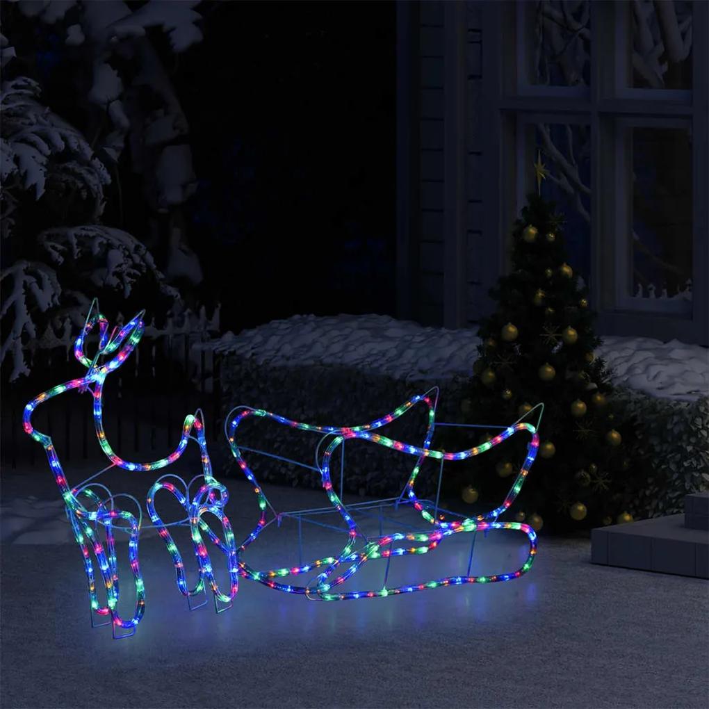 Decoração de Natal rena e trenó de exterior 252 luzes LED
