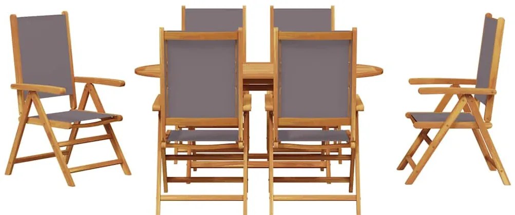 Conjunto de Jantar de Jardim Manual 7 pcs Antracite 6-Pessoas
